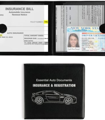 UYYE Car Registration and Insurance Card Holder, Vehicle Glove Box Car Organizer, Interior Car Accessories for Documents, Cards, License - 2 Pack