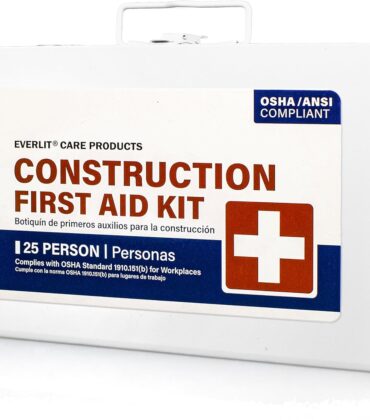 EVERLIT 185 Pcs Metal First Aid Kit for Contractors, Construction Site, OSHA Compliant, Workshop, Business, Commercial Truck Vehicle DOT, Wall Mount Box, All-Purpose