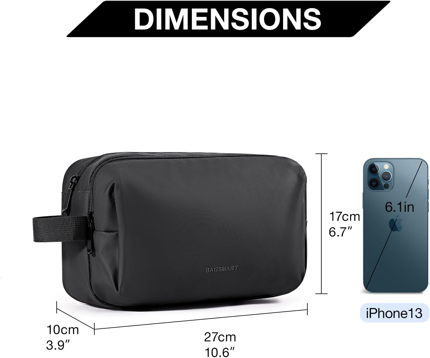BAGSMART Toiletry Bag for Men, Travel Toiletry Organizer Dopp Kit Water-resistant Shaving Bag for Toiletries Accessories, Door Room Essentials,Black-basic - Image 5